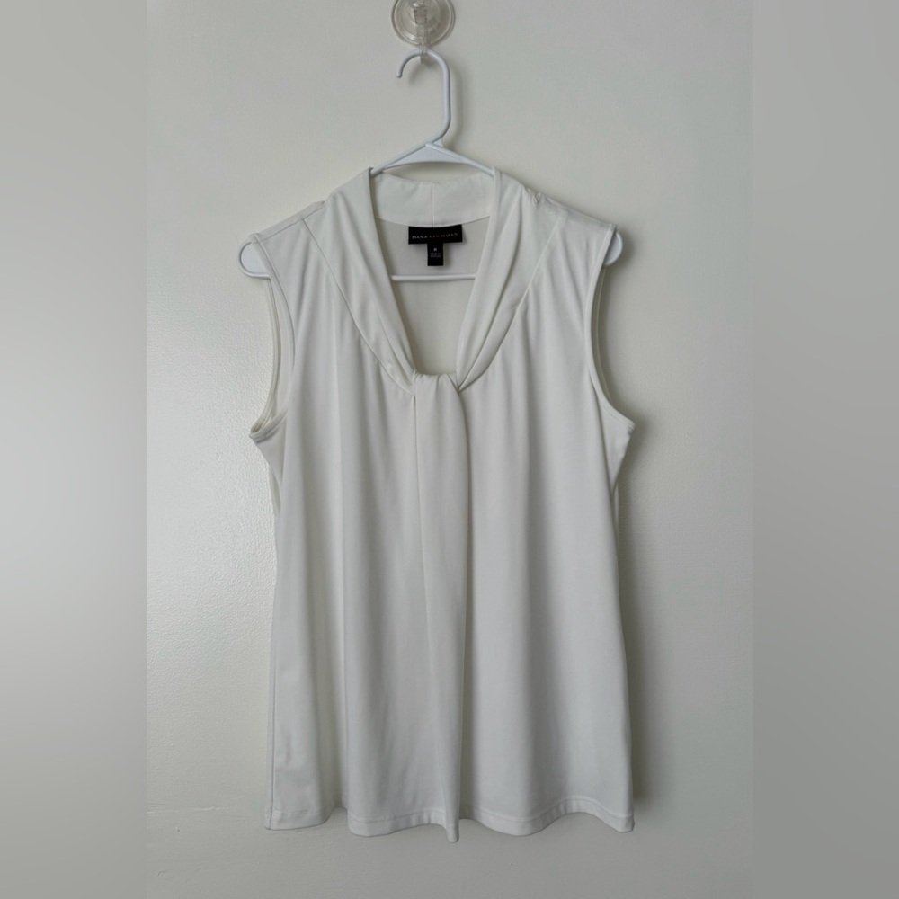 Dana Buchman White Twist V-Neck Sleeveless Tank